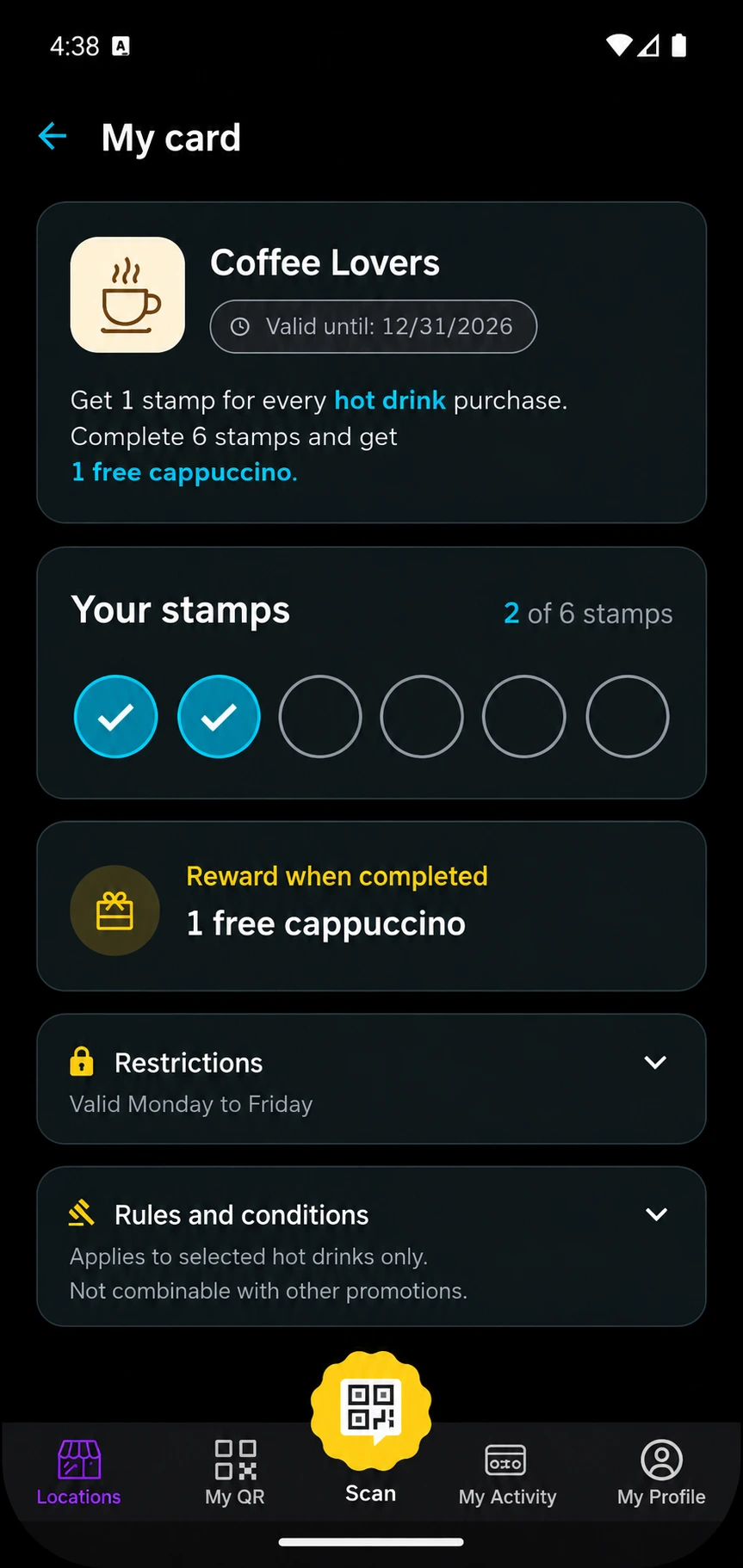 Tampli loyalty card detail